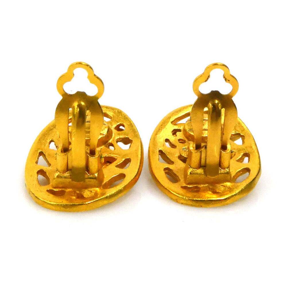CHANEL Authentic Gold Logo Earrings - Picture 3 of 5